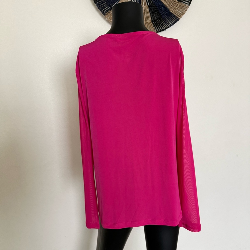 Calvin Klein Vibrant Pink Twist Blouse - Picture 10 of 12